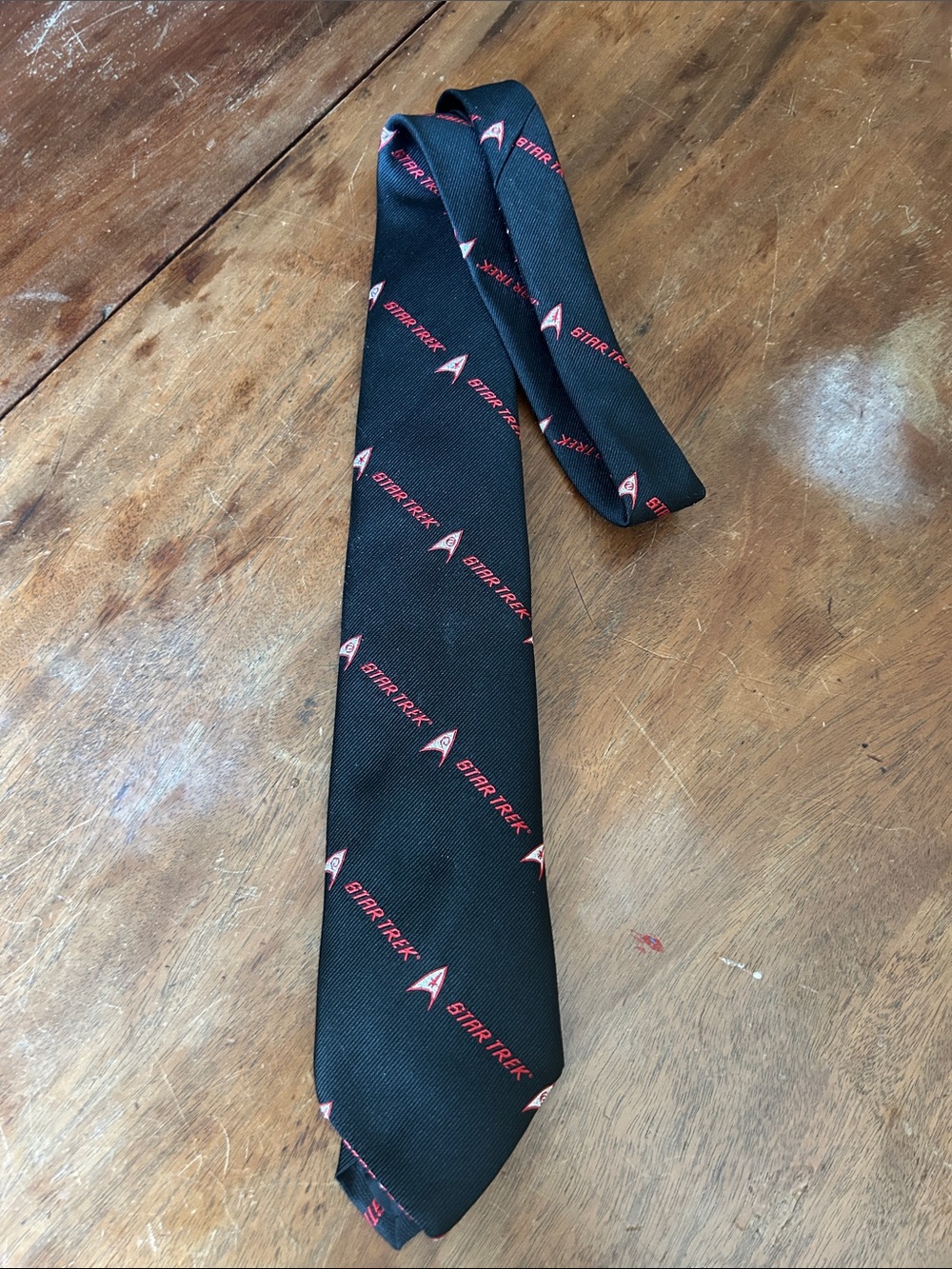 Ralph Marlin Black Tie with Red Star Trek Emblems